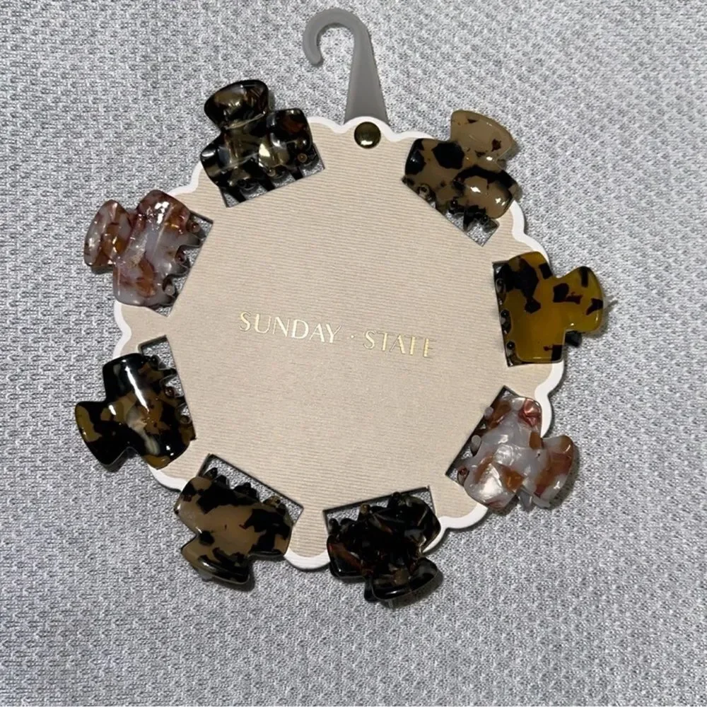 Sunday State Shades of Brown Gold Pink Gray Marble Claw Clips set of 8